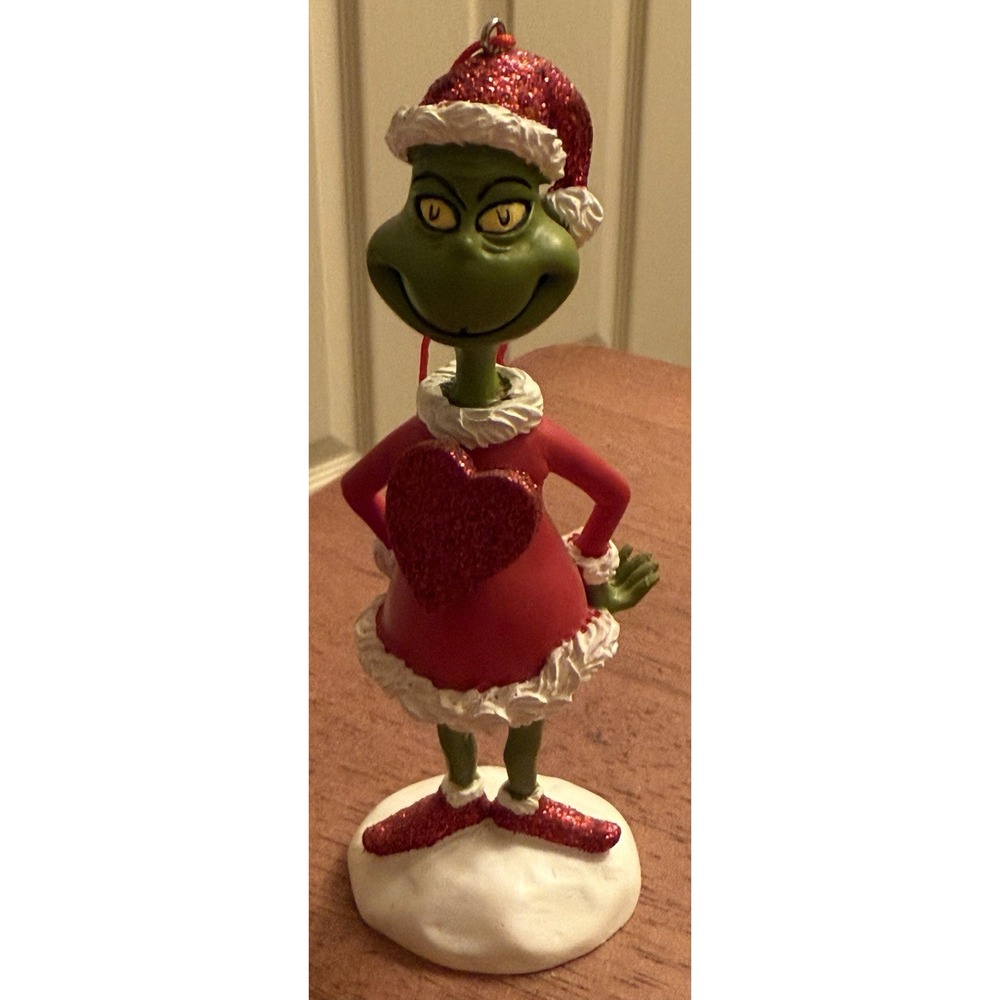 Dr. Seuss Grinch Spring Heart‎ Christmas Ornament 2009 RARE EUC